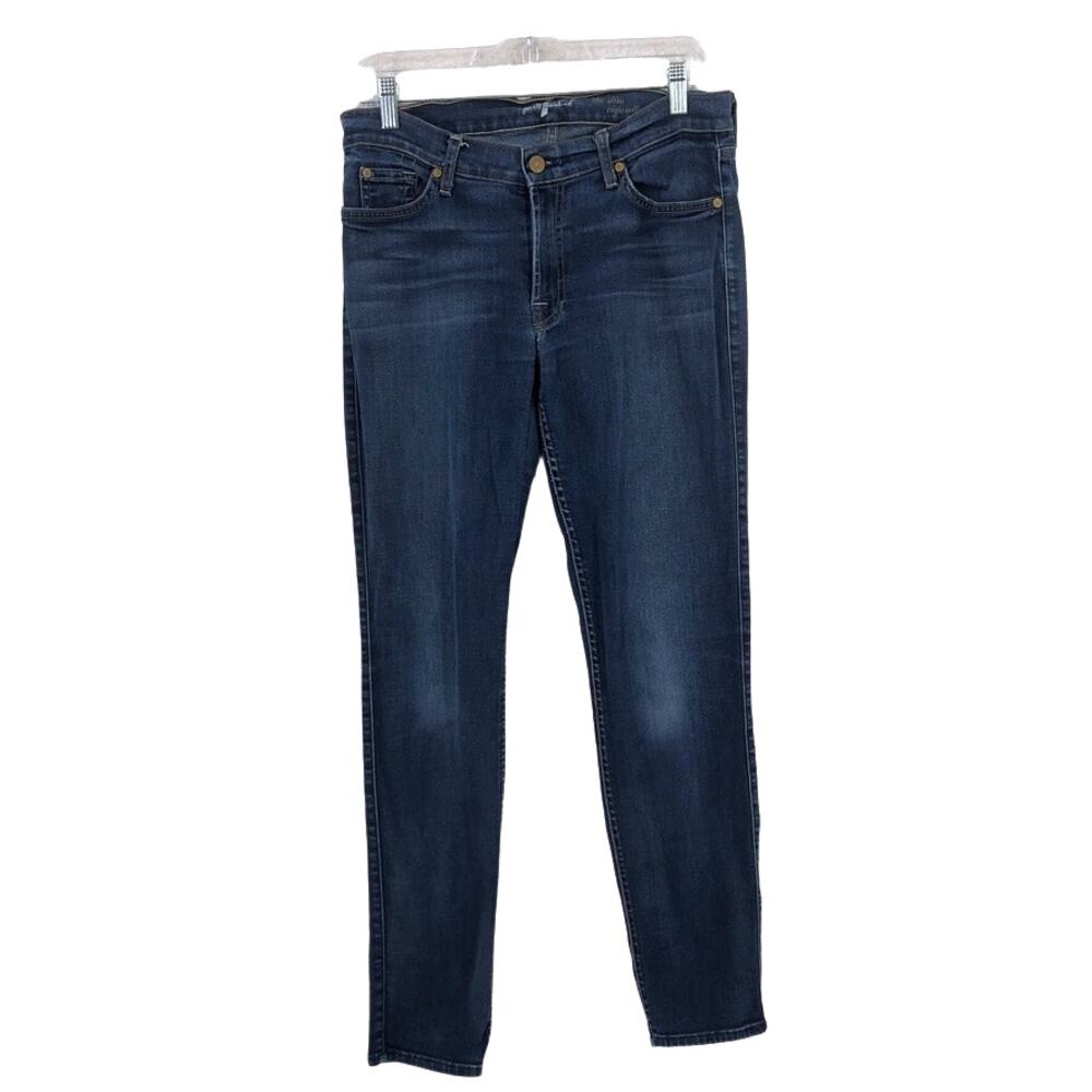 7 For All Mankind Jeans Slim Cigarette Skinny Womens 31 Dark Wash Mid Rise Denim